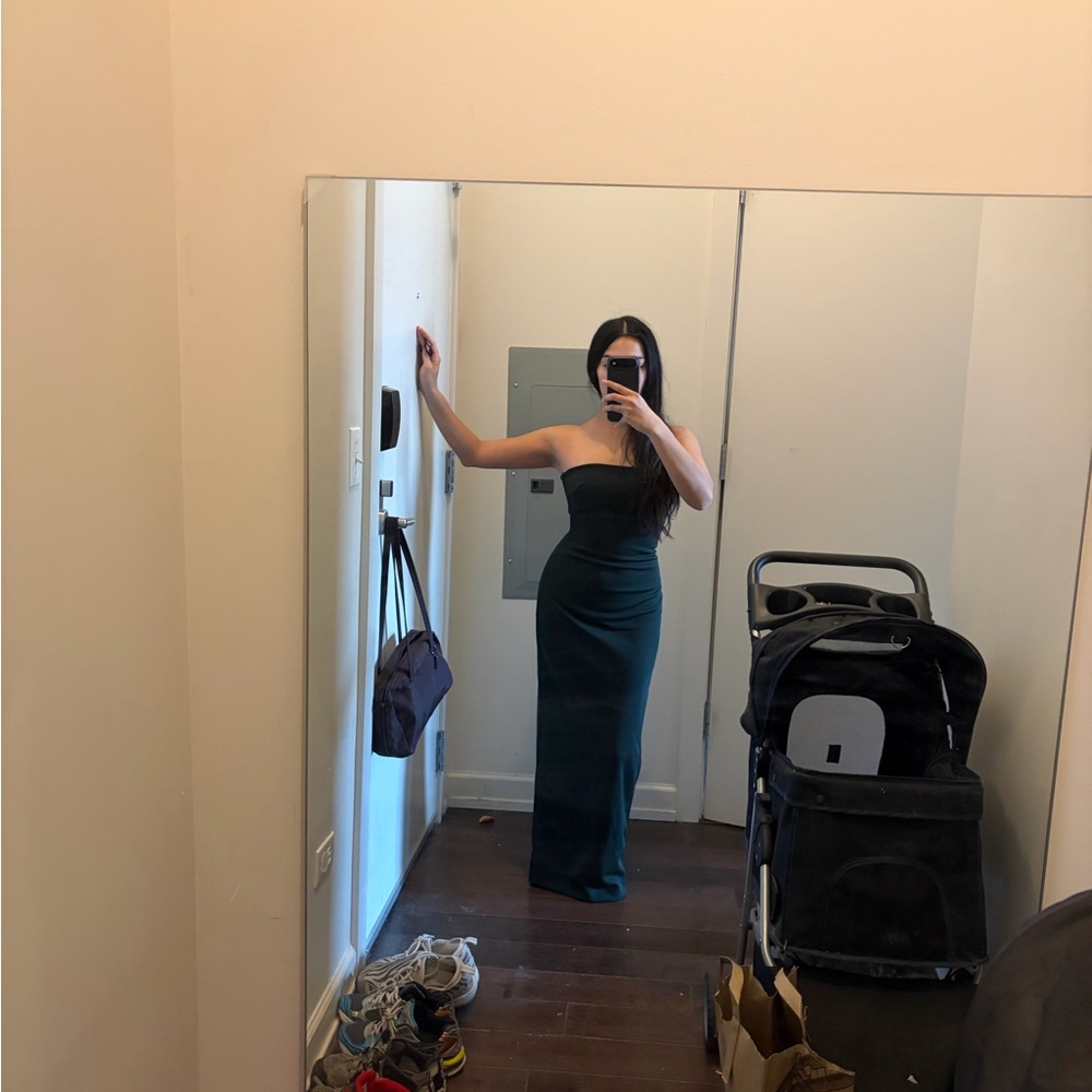 Zara Strapless Dark Green Dress